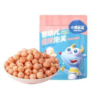 小鹿蓝蓝 宝宝饼干磨牙零食 小胖兵泡芙草莓苹果味/42g