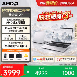 联想 投资品牌异能者15.6英寸笔记本电脑轻薄商务便携办公家用高性能AMD锐龙学生补贴