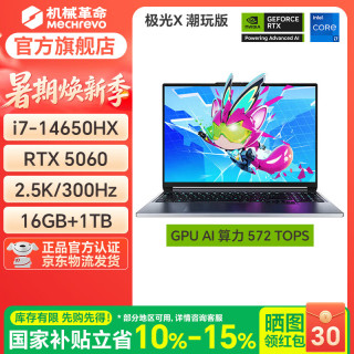 机械革命 极光X Pro新品2026酷睿i7HX/5060/5070满血独显  潮玩版 极光X/I7-14650HX/5060/16G/1T/300Hz/灰