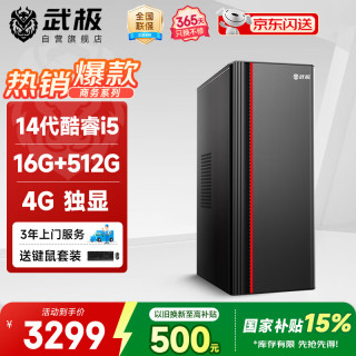 VTG 幻界 办公家用台式电脑台式机电脑主机（14代酷睿i5 16G 512G 4G WiFi6）