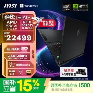 微星 绝影18AI 锐龙版2025 18英寸游戏笔记本电脑(锐龙AI 9 HX 370 RT