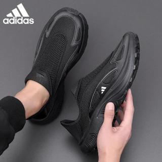 adidas 男鞋春季懒人一脚蹬健步鞋透气防滑户外休闲运动鞋JP6642 黑色