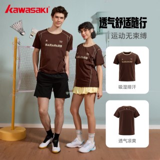 移动端：KAWASAKI kawasak官方旗舰店运动羽毛球服上衣男款短袖t恤运动赛服短裤