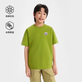 移动端：伯希和 儿童速干T恤凉感抗菌短袖上衣中大童轻薄短袖短裤运动套装