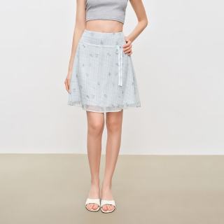 自巧 小个子清新碎花雪纺短款系带A摆裙印花半身裙女2026夏季新款