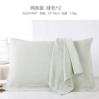移动端：金号 KING SHORE 金号 GA2879T-2 纯棉多层纱布枕巾 2条装 绿+绿