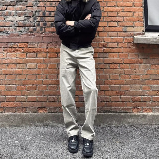 美式休闲裤立体剪裁水洗复古四季纯色卡其直筒高级感男士修身长裤