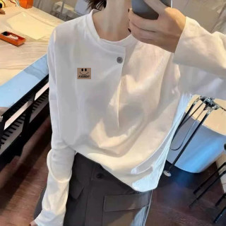 欧货女士白色棉质长袖T恤春秋2025新款宽松打底衫时尚小衫上衣潮