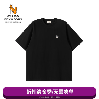William fox&sons '缤纷水果T'220g长绒纤维棉针织面料休闲棒球狐狸刺绣圆领短袖T恤