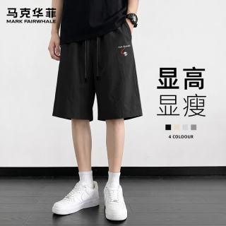 马克华菲 日系水洗棉休闲短裤 黑色 XL