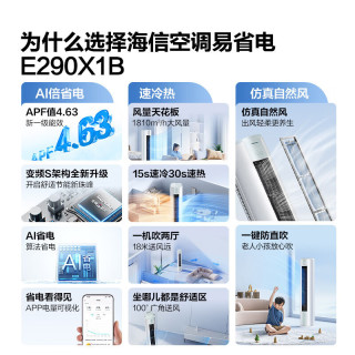 海信 空调3匹 速冷热大风量 新一级能效 立式空调柜机72LW/E290-X1B
