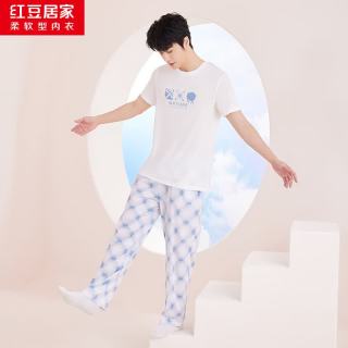 Hodo 睡衣男女士夏季透气舒适简约短袖睡衣家居服可外穿