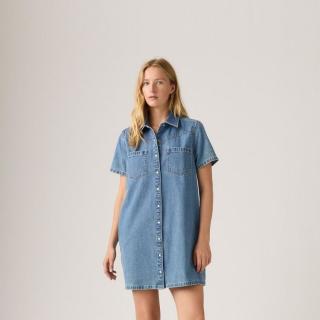 Levi's 李维斯26年春夏新款女士美式复古休闲牛仔短袖衬衫连衣裙