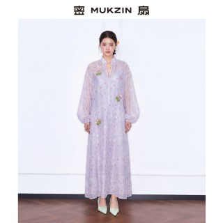 密扇 日影移花 女士新中式刺绣连衣裙 M263JD30149501