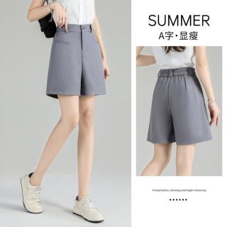 班尼路 夏季A字薄款五分梭织短裤女百搭时尚简约中裤高腰显瘦休闲阔腿裤