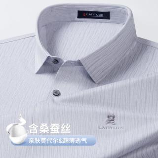 梦特娇 夏季超薄透气T恤衬衣印花男士短袖衬衫