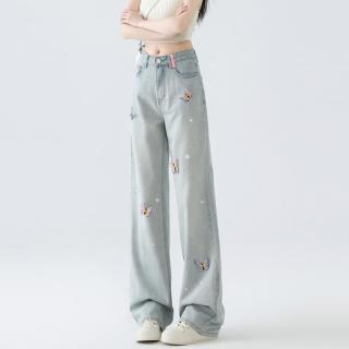 I.T ccaabb女装蝴蝶贴布牛仔裤女春夏款烫钻宽松阔腿裤长裤