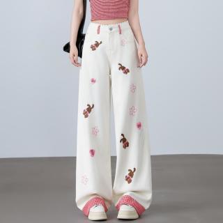I.T CHOCOOLATE甜美刺绣牛仔裤女夏季阔腿裤