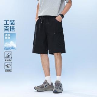 GXG 26夏季时尚松紧腰系绳多口袋设计休闲百搭工装短裤男式五分裤