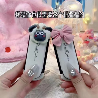 可爱两用折叠女生梳子便携式随身梳自带镜子送女朋友送老婆送自己