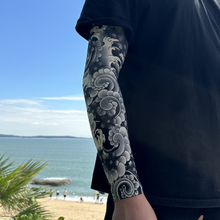 宽松樱花臂防晒袖套纹身套袖夏季手臂套防紫外线护臂花臂套袖冰袖