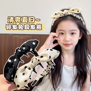 歌米诺 儿童波点蝴蝶结发箍小女孩带齿防滑发卡不勒头女童洗脸压发头箍