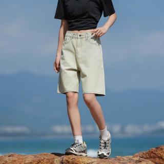 吉普 宽松直筒五分短裤女夏季2026新款高腰显瘦小个子百搭牛仔裤