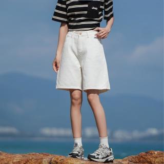 吉普 宽松直筒五分短裤女夏季2026新款高腰显瘦小个子百搭牛仔裤