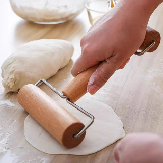 家用不锈钢实木双头擀面杖 厨房DIY小工具
