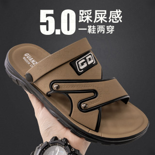 男士皮革厚底防滑凉鞋