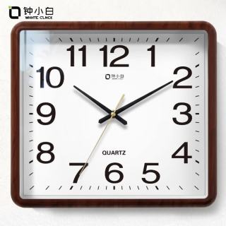 钟小白 挂钟客厅家用时钟2026新款方形简约静音免打孔钟表挂墙石英钟挂表