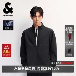 杰克琼斯 软壳防泼水加绒 立领夹克 E43纯黑色 L