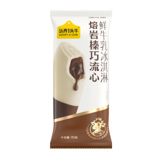 认养一头牛 A2β鲜牛乳冰淇淋熔岩流心榛巧70g*1+赠30支迷你冰爽