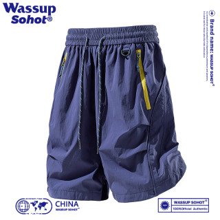 Wassup Sohot 冰丝速干短裤男士夏季新款运动大码沙滩五分休闲裤子 秘境紫 L