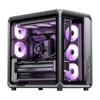 乔思伯 X400PRO 铝合金骨骼框架双透ATX海景房背插机箱