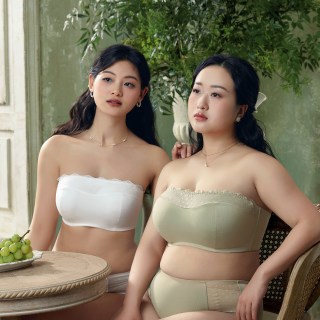 EMMA ROSE EMMAROSE胖mm大胸显小无肩带内衣全罩杯抹胸聚拢贴合防下垂文胸罩