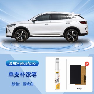 得力 适用比亚迪宋plus补漆笔雪域白苍烟色时光灰25款补车漆划痕修复
