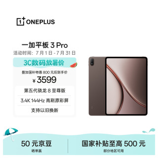 一加 3 Pro 第五代骁龙8至尊版 12GB+256GB 深棕 平板电脑