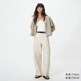 优衣库 484159 针织廓形长裤 浅米色 L