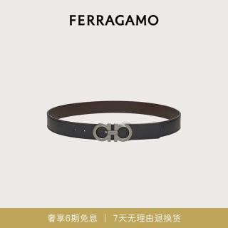 Salvatore Ferragamo 男士牛皮革板扣腰带675542 0464231 黑色 110
