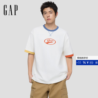 Gap 866079 纯棉宽松圆领短袖T恤 白色 S