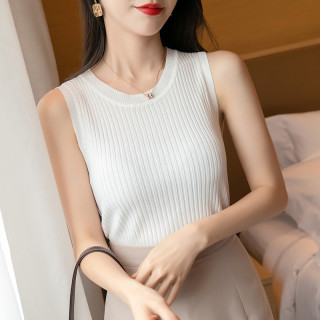 背心女纯色内搭打底衫2026大码新款圆领针织气质短款无袖上衣