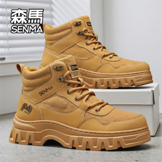 森马 SENMA/森马男鞋夏季高帮百搭复古厚底增高工装鞋户外运动登山潮鞋