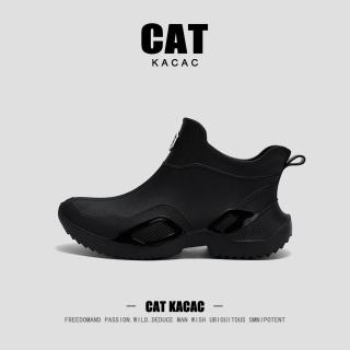 CAT KACAC美国雨鞋男款夏季新款户外穿防滑轻便防水鞋涉水胶鞋短筒雨靴女款 黑色  41