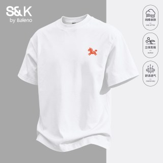 班尼路 S&K短袖t恤男夏季纯棉白色上衣服半袖潮流小马打底衫男款A