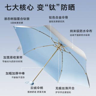 88VIP：天玮伞业 钛银超强防晒五折伞 18cm 230g 浅绿色 防晒降温 UPF50+