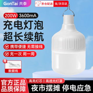 共泰 充电应急照明灯 LED灯泡免布线超长续航移动式户外夜市停电露营 白光 GT-CQP-200W