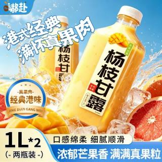 嘟赴 杨枝甘露 椰果芒果汁 整箱1L*2瓶