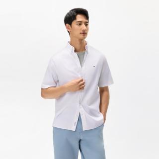 TOMMY HILFIGER TommyHilfiger夏季男牛津纺商务正装纯色小绣标短袖衬衫外套