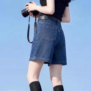 唐狮 2026夏女褶裥牛仔中短裤宽松百搭高腰显瘦短裤通勤简约中短裤